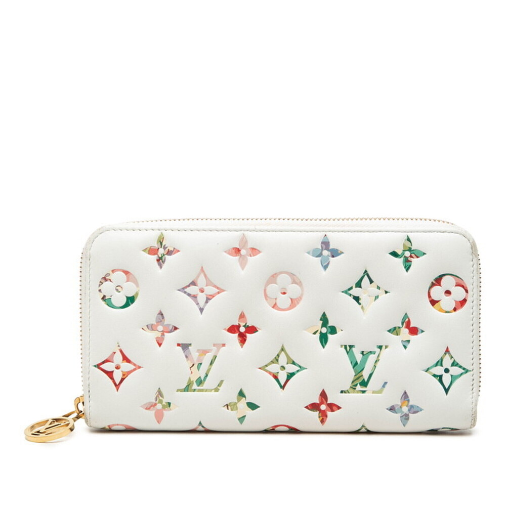 Louis Vuitton LV Garden Monogram Zippy Wallet Round Zip Long M81694 White Mul...